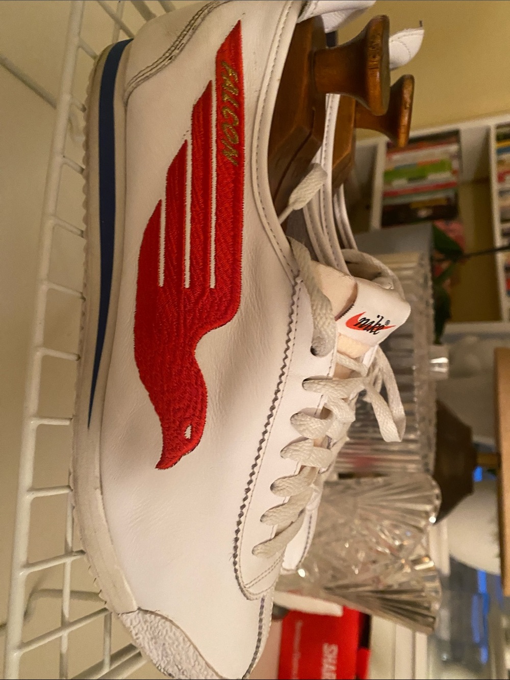Nike Dog Pack Falcon. Men's Sneakers with Red Wing Logo and Blue Sole Trim